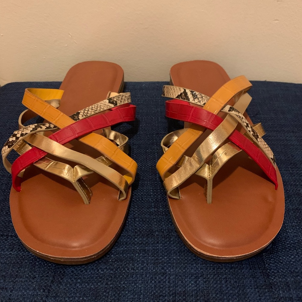 Bamboo multi colored sandals, size 9, new